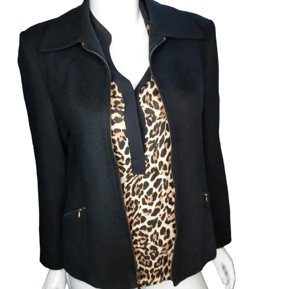 Dumas Womens Blazer 100% Pure Wool Zipper Closure Size 8 - Picture 2 of 14